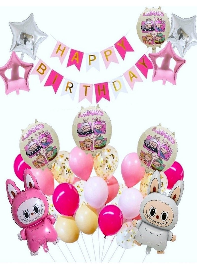 Boxwoods Birthday Decorations Balloons And Banner The Monster Theme Party Decoration For La Bubu Lovers - Image 2